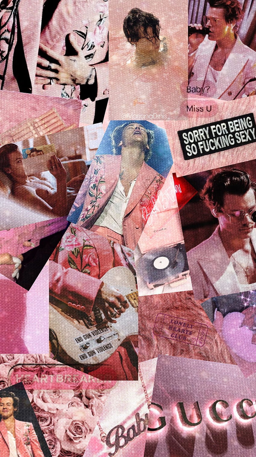 estetyczne różowe style harry'ego w 2020 r. Harry style , Harry style iPhone, Harry Styles lockscreen, Harry Styles Collage Tapeta na telefon HD