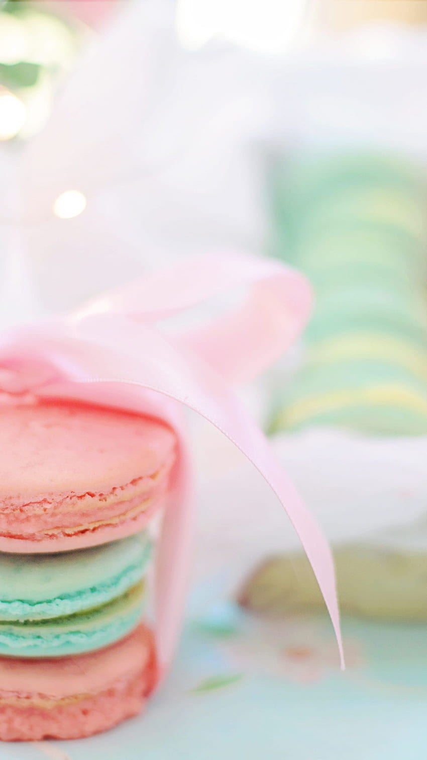 Macarons , pink, aqua, pastels, cookies, biscuits, sweet, dessert • For You For & Mobile, Pink and Blue Macaroon HD phone wallpaper