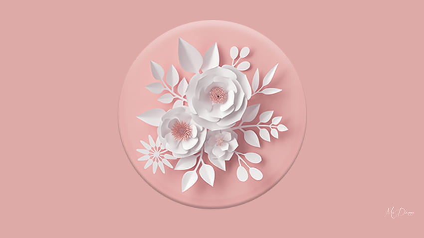 Delicate Paper Bouquet, pink, leaves, floral, flowers, paper HD wallpaper