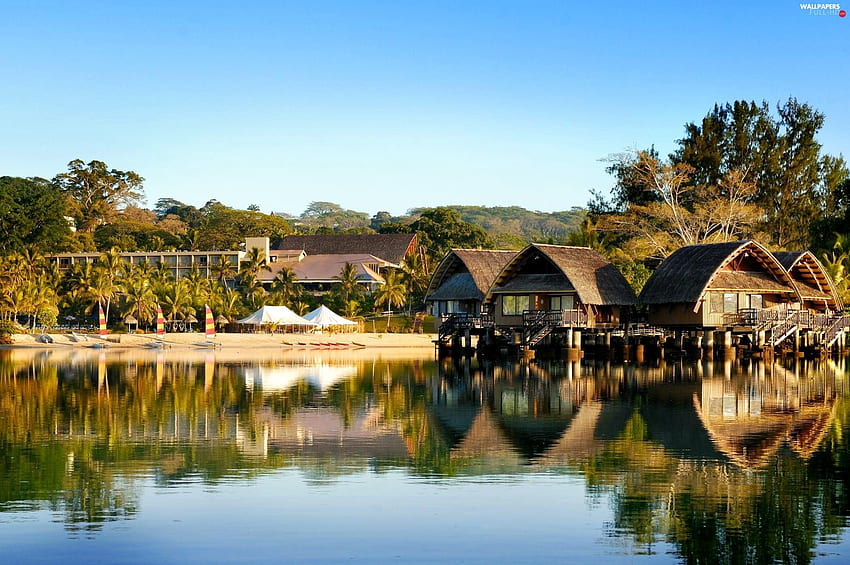 Bungalows, The hotel, Oceania, VEGETATION, Vanuatu - Full : HD wallpaper