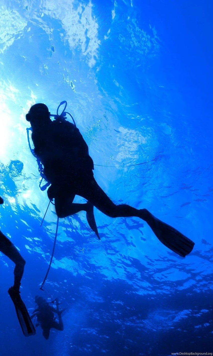 Scuba Diving Diver Ocean Sea ใต้น้ำพื้นหลัง วอลล์เปเปอร์โทรศัพท์ HD