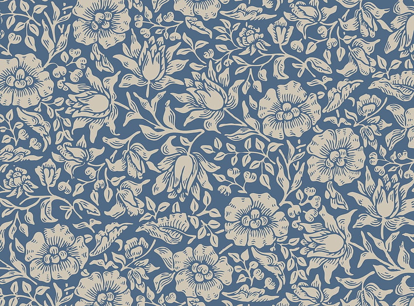 Kwiatowy wzór w stylu vintage — domena publiczna, niebieski kwiatowy wzór w stylu vintage Tapeta HD