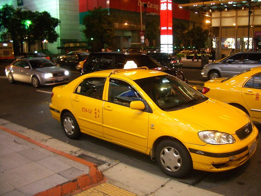 taxi en taiwán, toyota, taxi, edificio, taiwán fondo de pantalla