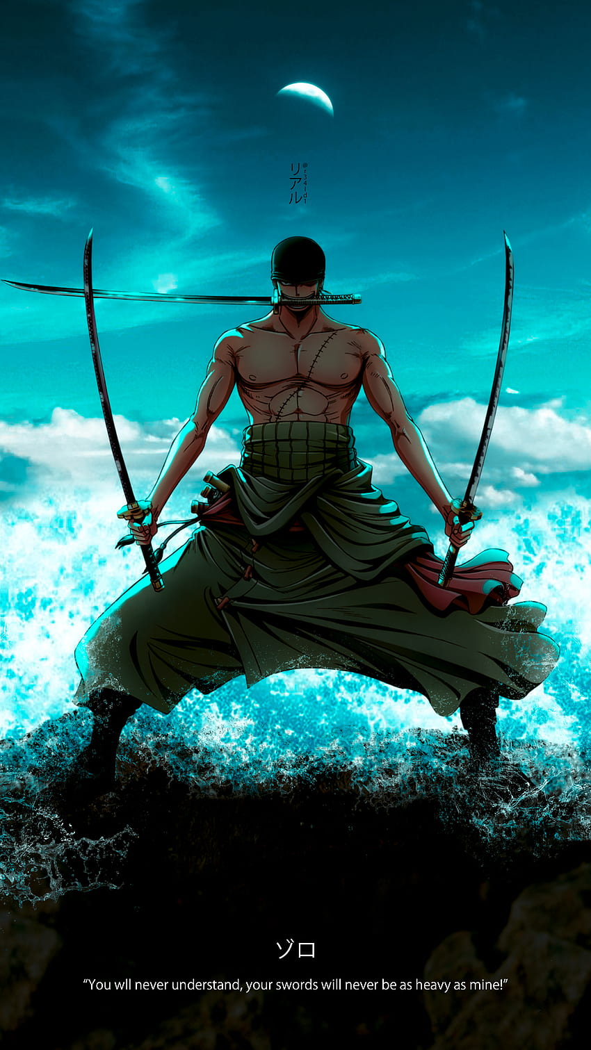 Roronao Zoro, r34ld1, una pieza, animado fondo de pantalla del teléfono