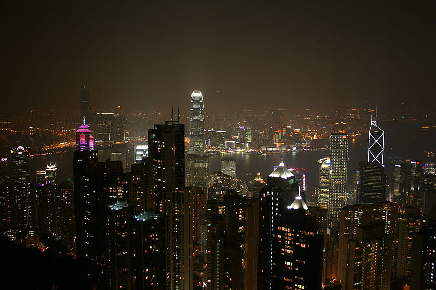 Skyscrapers: Hong Kong Harbour Night China City for 16 HD wallpaper