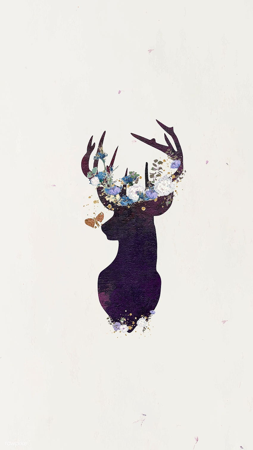 premium illustration of Deer head silhouette painting HD phone wallpaper