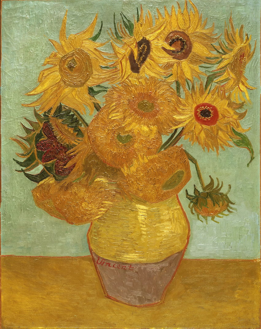 Vincent Willem van Gogh ชาวดัตช์ 2396 2433 ดอกทานตะวัน ศิลปะเพ้นท์ วอลล์เปเปอร์โทรศัพท์ HD