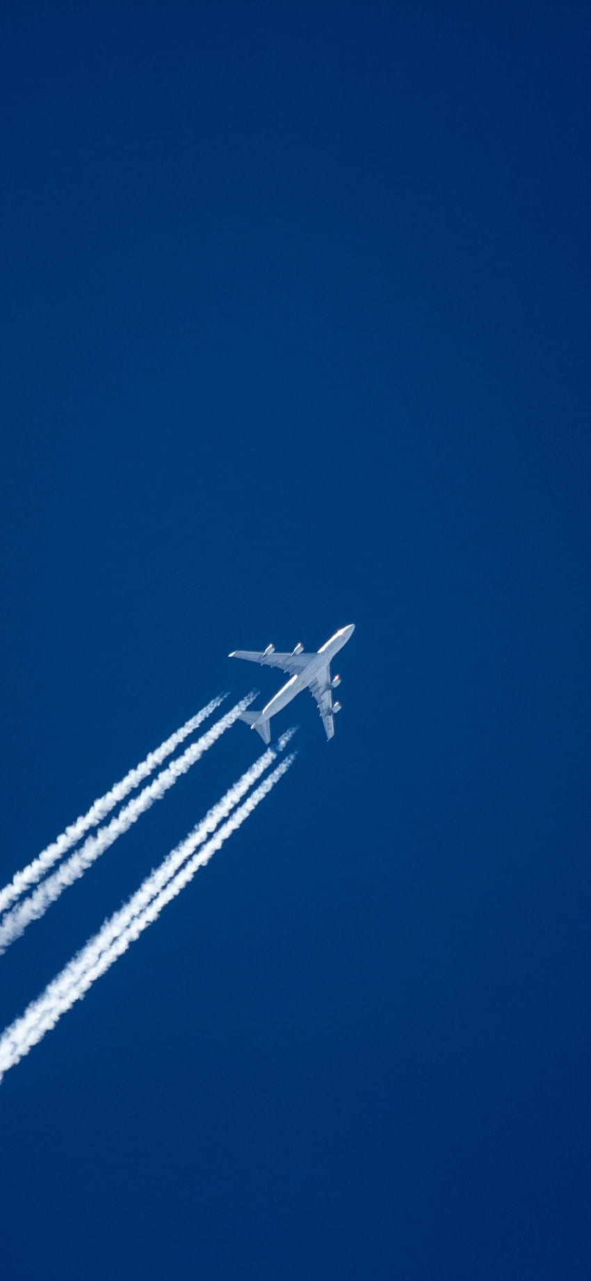 Самолет, небе, следи от дим, минимален, - Cathay Pacific -, минимален самолет HD тапет за телефон