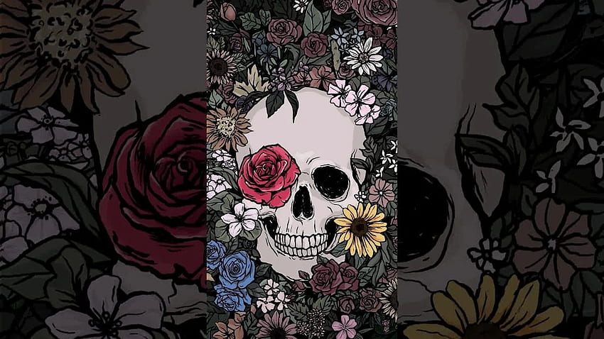Skull and Flower, Skeleton Pattern HD wallpaper