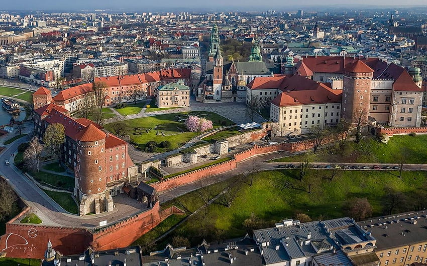 Krakow, Polonya, Krakow, Wawel kalesi, şehir, Polonya HD duvar kağıdı