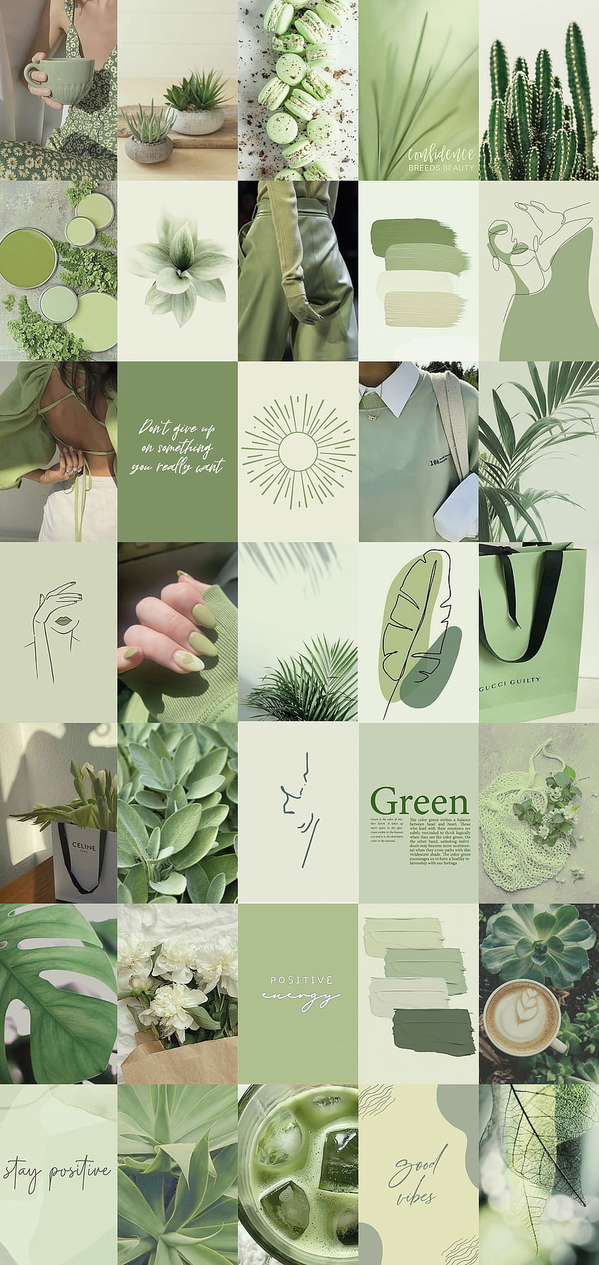 100 szt. Sage Green Wall Collage Kit 2 Boho Estetyczny miękki. Etsy w Wielkiej Brytanii. Estetyka miętowej zieleni, estetyka zieleni, zieleń, zielony kolaż szałwii Tapeta na telefon HD