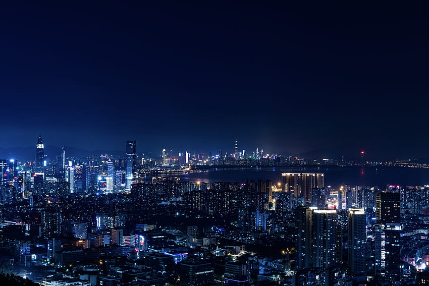villes, nuit, ville de nuit, lumières de la ville, mégapole, mégalopole Fond d'écran HD