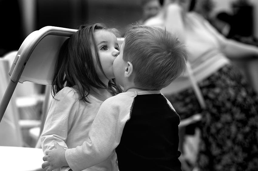 เด็ก ความรัก ผู้หญิง อารมณ์ จูบ ขาวดำ Black-And-White อารมณ์ เด็กชาย วอลล์เปเปอร์ HD