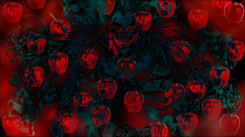 abstract trippy bright anime lsd ryuk death note apples HD wallpaper