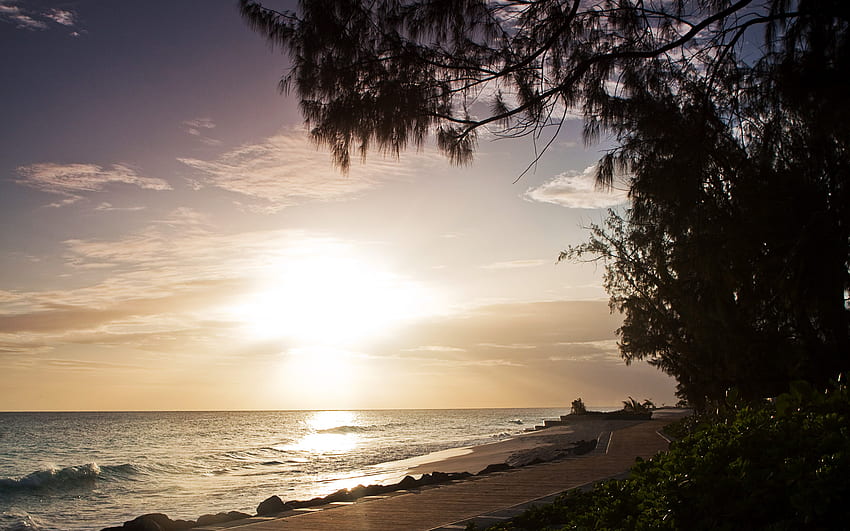 Perfeito!, lindo, tropical, pôr do sol, praia papel de parede HD