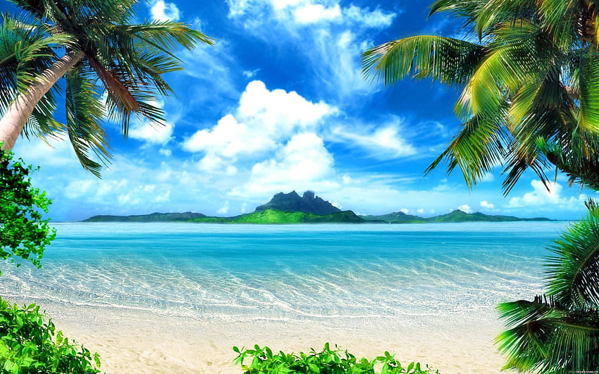 3D Ocean Landscape, 3K Ocean Beach HD wallpaper