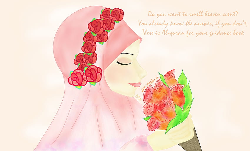 comeback with girl with jilbab cartoon – design, Muslim Girl Cartoon HD wallpaper