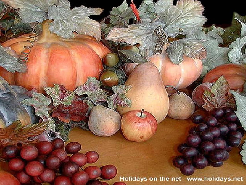 Give Thanks, pumpkin, fruit, meal, thanksgiving HD wallpaper