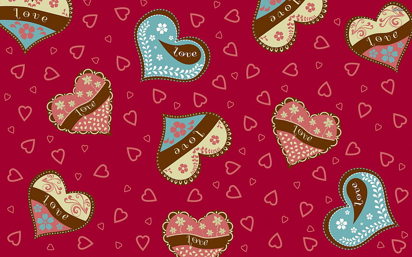 ~~, valentine, love, red, hearts, , happy, textures HD wallpaper