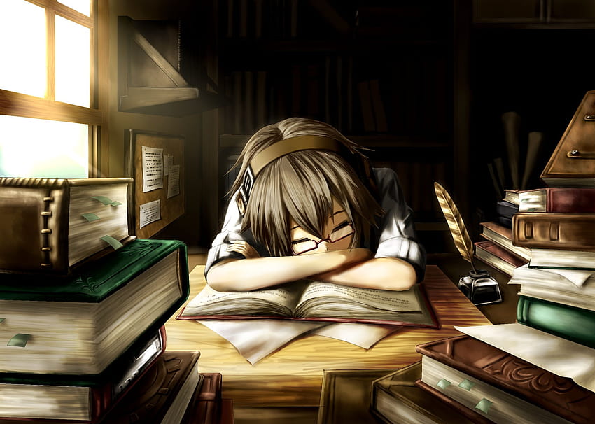 Anime girl reading book HD wallpapers | Pxfuel