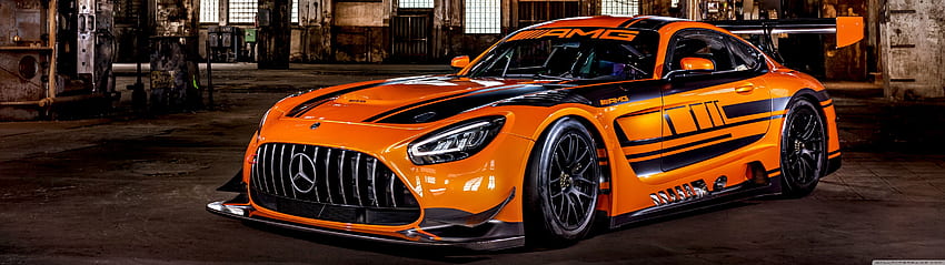 オレンジ メルセデス AMG GT3 レースカー 2019 ウルトラ背景 : ワイドスクリーン & ウルトラワイド & ノートパソコン : マルチディスプレイ、デュアル & トリプルモニター : タブレット : スマートフォン、5120x1440 車 高画質の壁紙