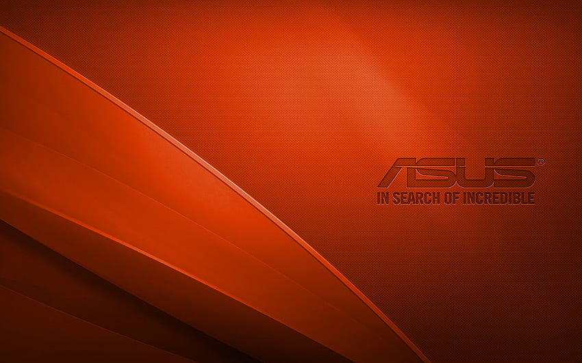 Asus 오렌지 로고, 크리에이티브, 주황색 물결 모양 배경, Asus 로고, 삽화, Asus HD 월페이퍼
