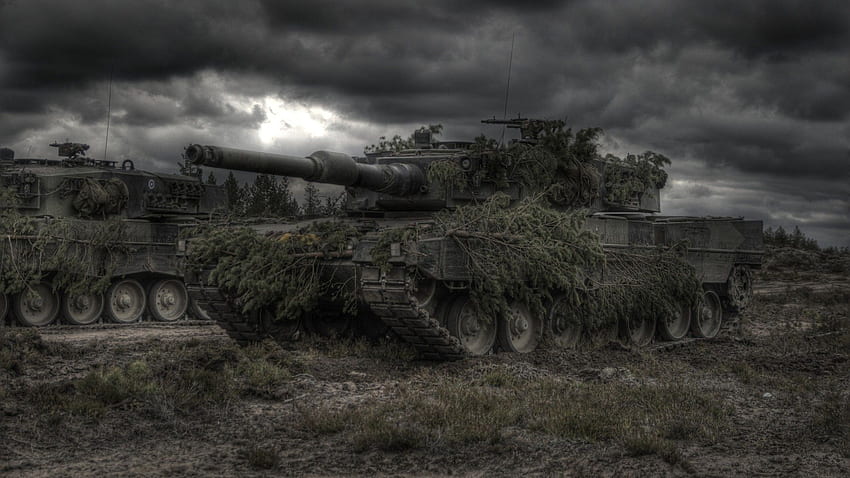 tanks, camouflage, Tiger tanks, dark cloud HD wallpaper