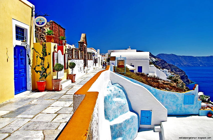 Mondo di viaggio Santorini Grecia, isola greca di Santorini Sfondo HD