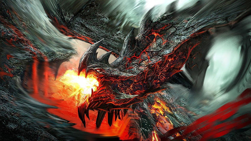 Fire Breathing Lava Dragon Fantasy 2073 HD wallpaper
