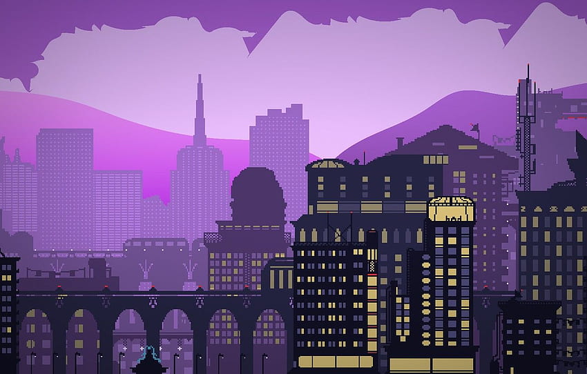 Minimalism, The city, Style, Building, City, Pixel City HD wallpaper