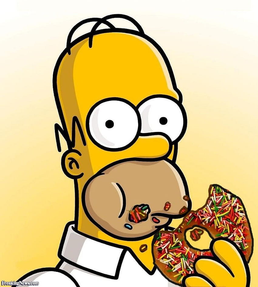 Homer Simpson che mangia le ciambelle, la ciambella dei Simpson Sfondo del telefono HD