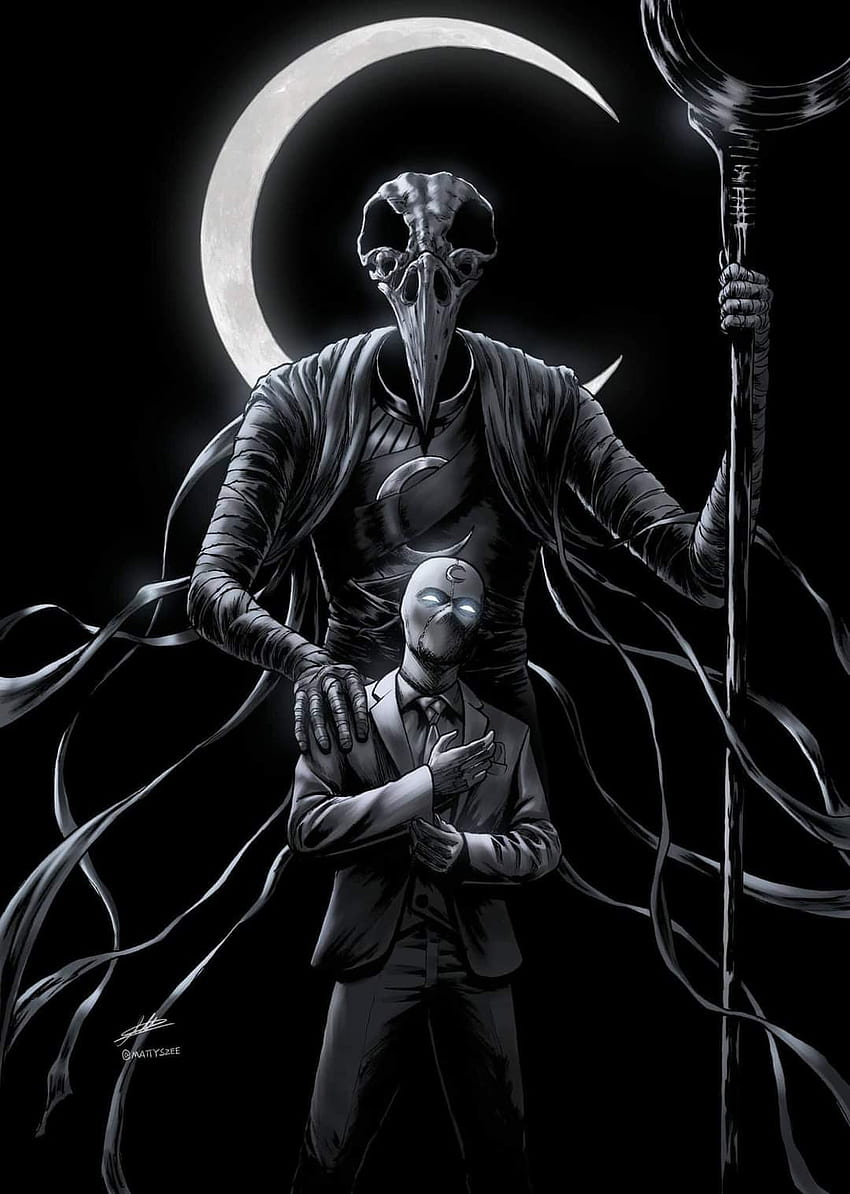 Moon knight and Khunsh, standing, Antihero, Marvel, Mcu HD phone wallpaper