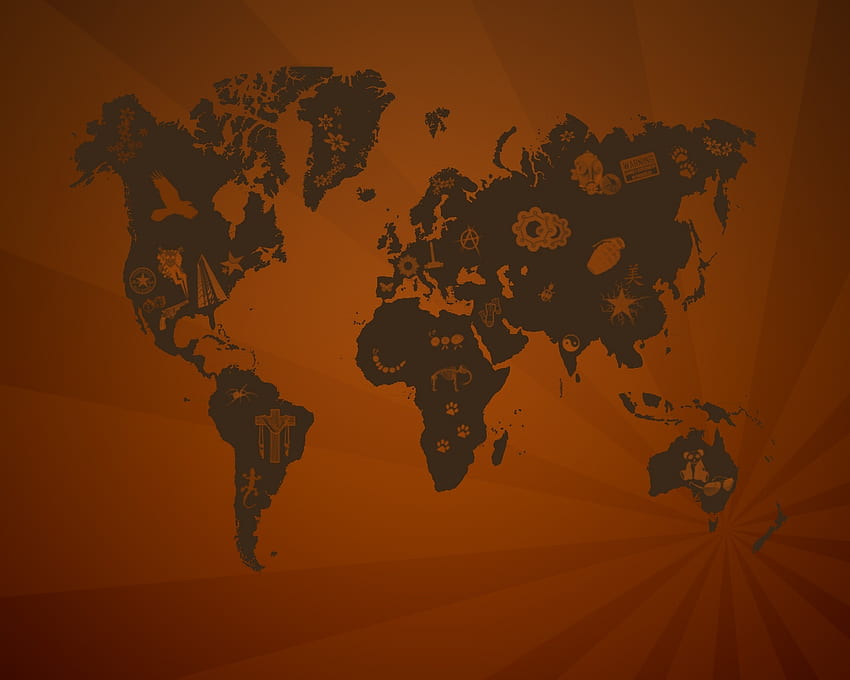 world orange mapy mapa świata Wysoka jakość, wysoka rozdzielczość, sztuka mapy świata Tapeta HD