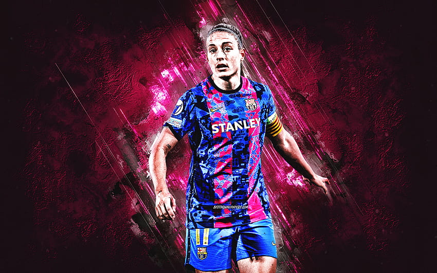Alexia Putellas, FC Barcelona, ​​spanischer Fußballspieler, weinroter Steinhintergrund, Fußball, Spanien HD-Hintergrundbild