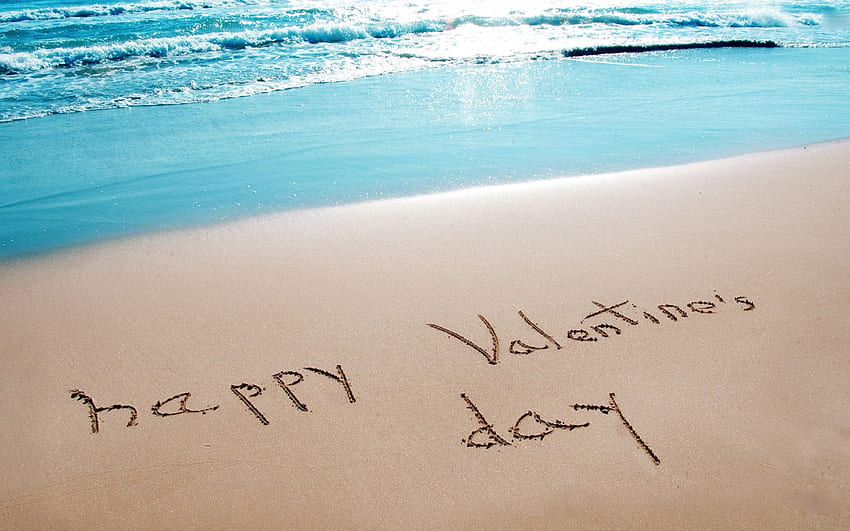 Joyeuse Saint-Valentin, sable, Saint-Valentin, plage, Saint-Valentin, vagues, Saint-Valentin, Joyeuse Saint-Valentin, eau, océan Fond d'écran HD