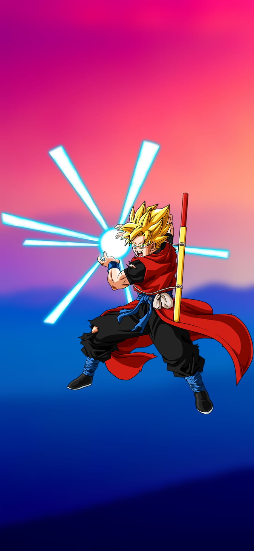 Goku Xeno kamehameha, luz, brilhante, azul Papel de parede de celular HD