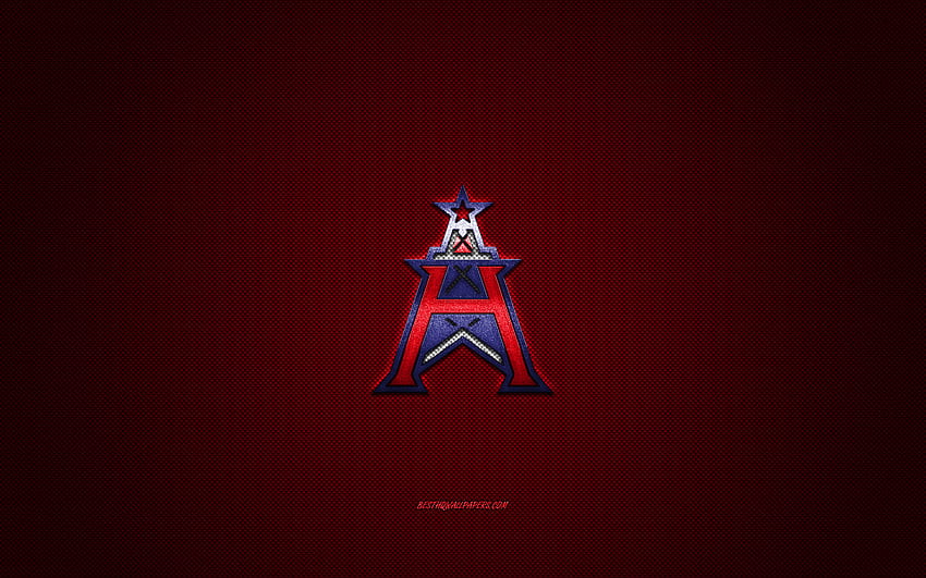 Houston Roughnecks, squadra di football americano, XFL, logo blu, rosso in fibra di carbonio, football americano, Houston, USA, logo Houston Roughnecks Sfondo HD