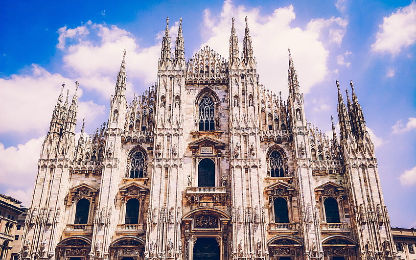 Duomo, , Миланската катедрала, италиански забележителности, Santa Maria Nascente, Duomo di Milano, катедрална църква, Милано, Италия, Европа за с резолюция. Високо качество HD тапет