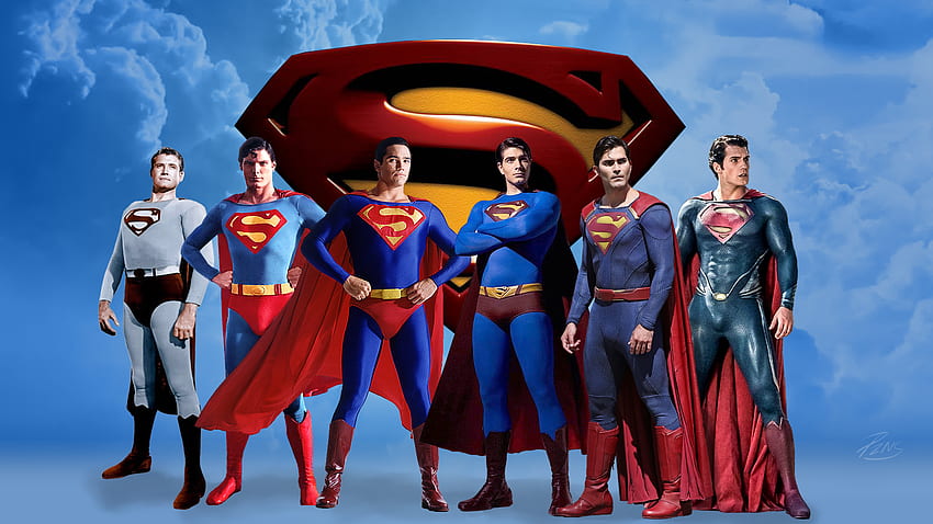 Supermanie, kto nosił to najlepiej? Z George'em Reevesem, Christopherem Reeve'em, Brandonem Routhem, Deanem Cainem, Tylerem Hoechlinem, Henry'm Cavillem. Superbohater, Pixel art, Supergirl dc, George Reeves Superman Tapeta HD