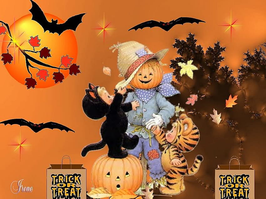 special trick or treat, halloween, scarecrow, treats, trick HD wallpaper