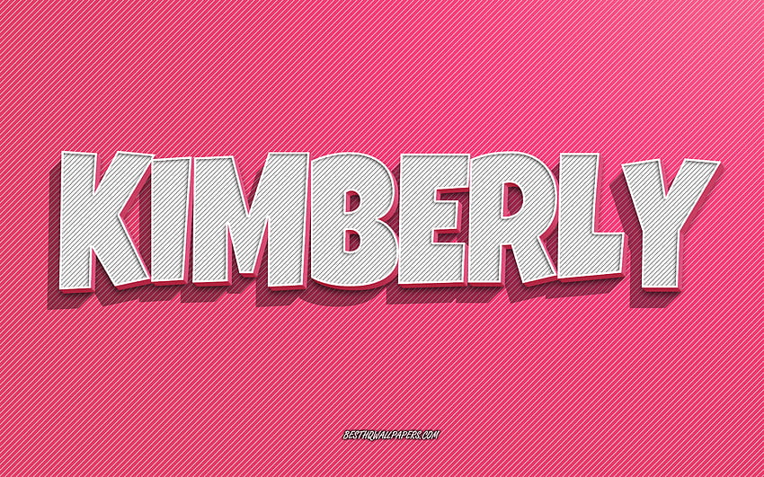 Kimberly, różowe linie tła, z imionami, imię Kimberly, imiona żeńskie, karta z pozdrowieniami Kimberly, grafika liniowa, z imieniem Kimberly Tapeta HD