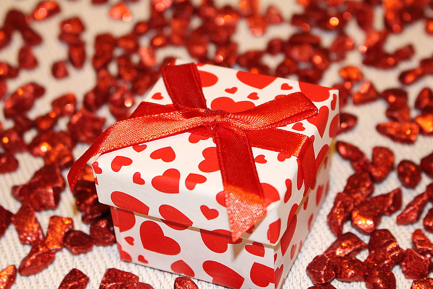 Holidays, Box, Gift, Present, Tape, Heart HD wallpaper
