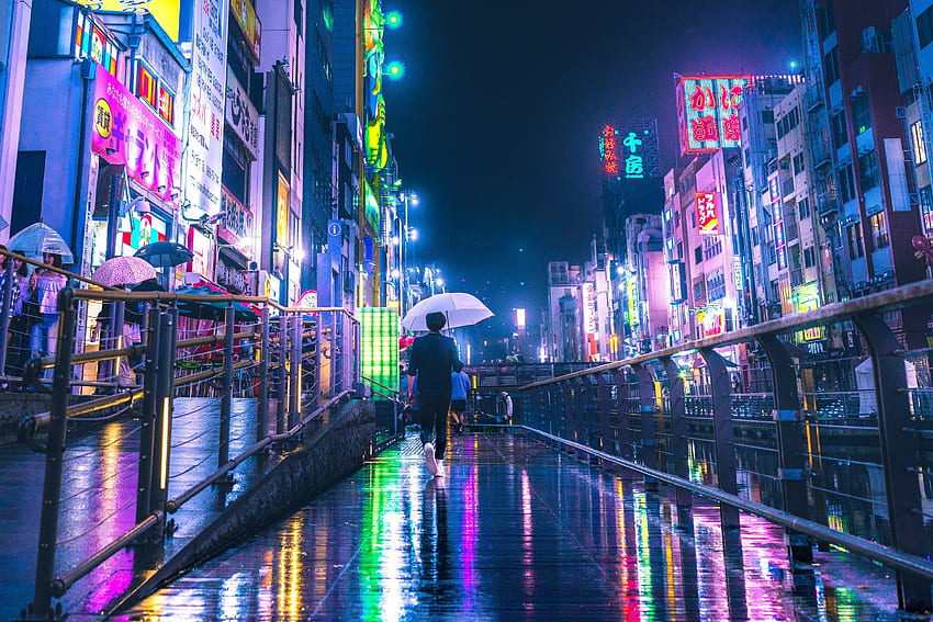 Osaka Under the Rain , Rain HD wallpaper