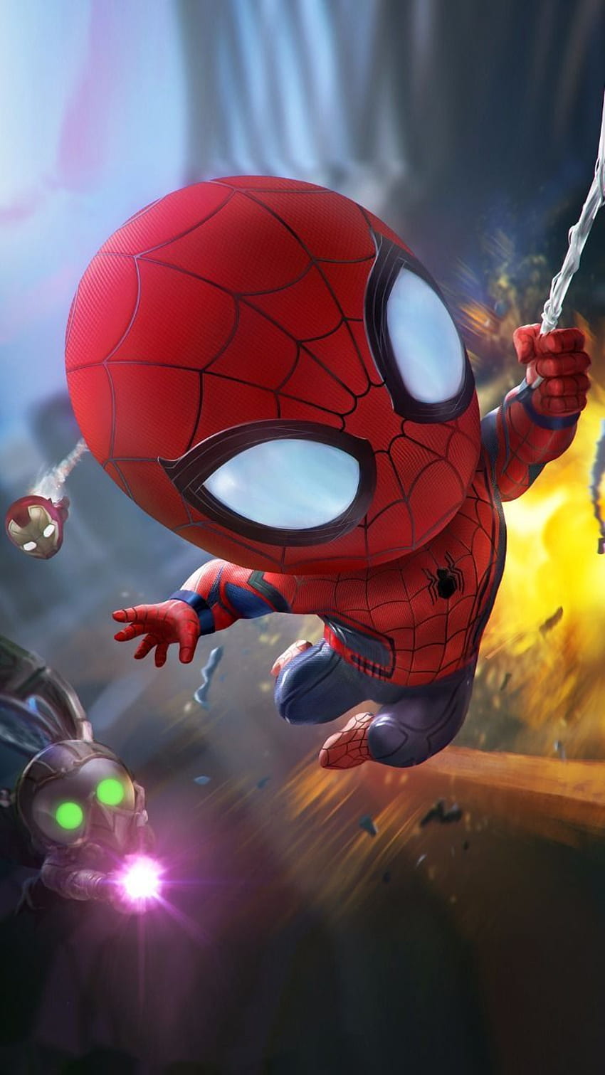 Spiderman lindo, hombre araña de dibujos animados fondo de pantalla del  teléfono