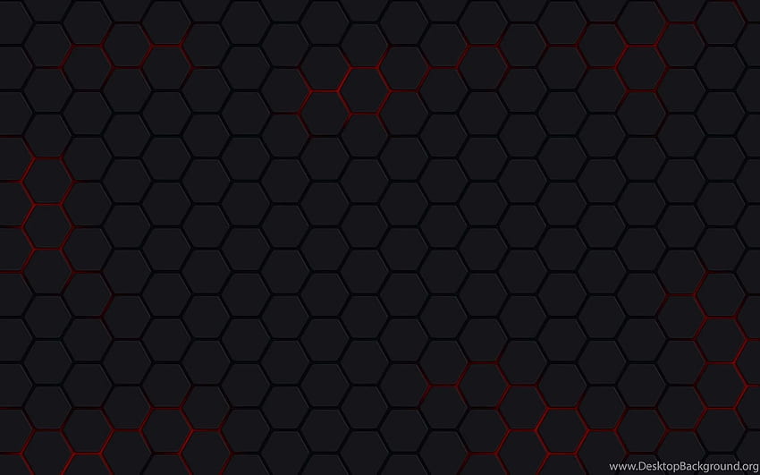 Black Hexagorns Pattern, Hexagon, Mesh, 3D, . Background, Red and Black Hexagon HD wallpaper