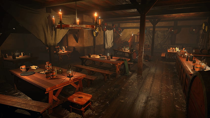 Taverne médiévale dans les environnements Fond d'écran HD