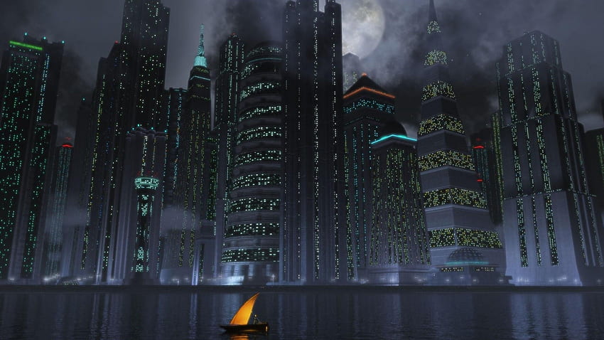 Kota Gotham, Perahu, Cityscape, Cakrawala Wallpaper HD