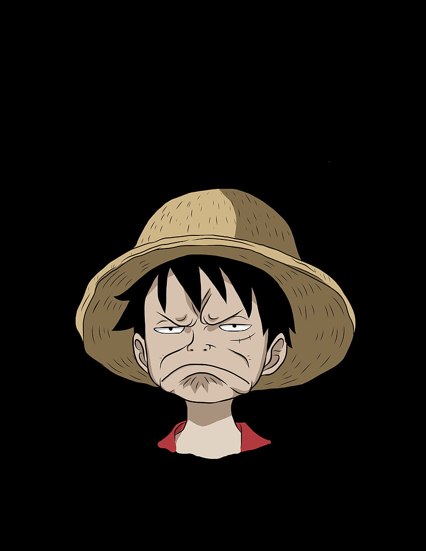 Enttäuschte Luffy gezeichnet mit Illustrator Draw: OnePiece, Luffy Face HD-Handy-Hintergrundbild