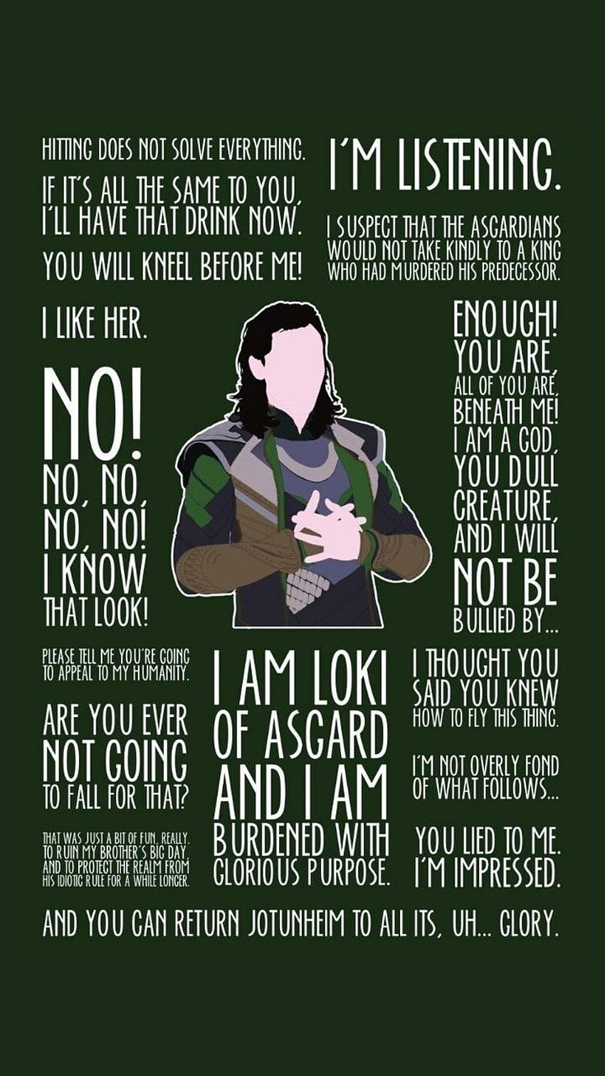 Loki, Marvel i Thor - Loki Cytaty, Zabawny Loki Tapeta na telefon HD