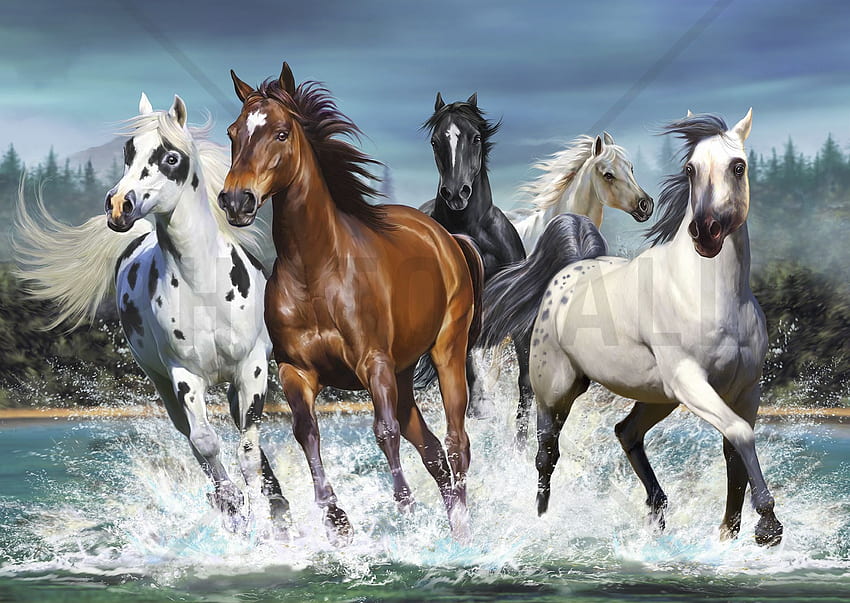 Pulsa Tujuh Kuda Putih - Jahitan Silang Wallpaper HD